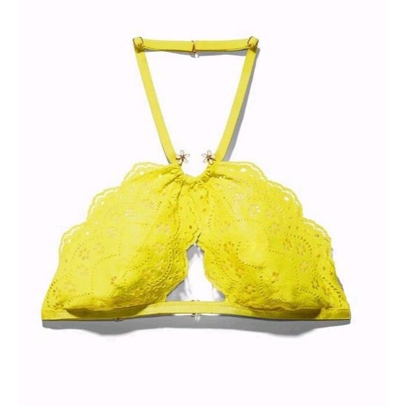 Savage x Fenty Bombshell Broderie Lace Halter Butta Yellow Bralette Size 3X NWT - Picture 2 of 7